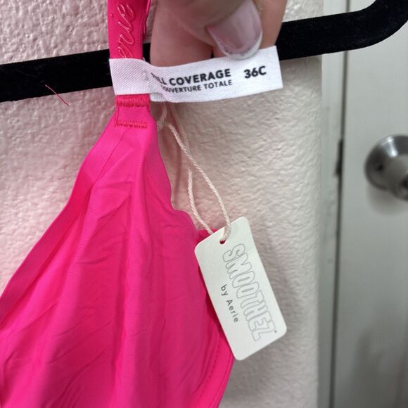Smoothez by Aerie Bra Beige Full Coverage Unlined Underwire 36C Pink New - Picture 2 of 7
